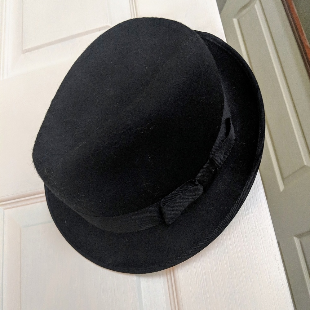 Forever 21 black bow wool fedora